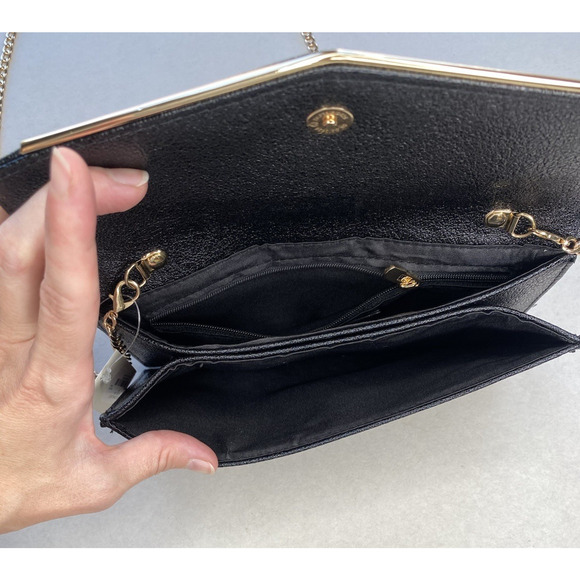 Francescas Clutch Black & Gold Removeable Straps NWT Henrietta Envelope Handbag - Picture 7 of 10